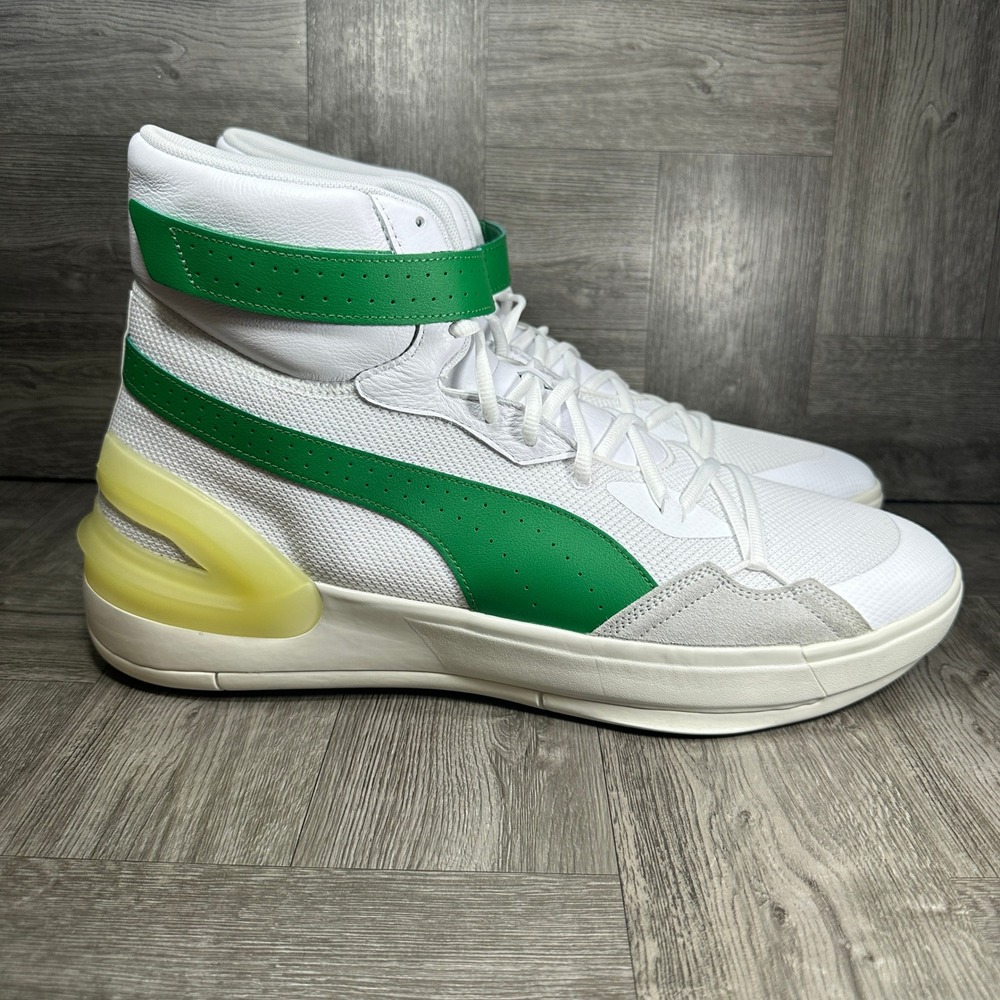 Puma Sky Modern Basketball Shoes Mens 18 White Amazon Green 194042-02 NEW